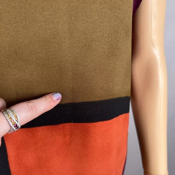 LOFT Midi ColorBlock Dress Short Sleeve 6 Small Shift Business Casual Multicolor - Picture 3 of 5